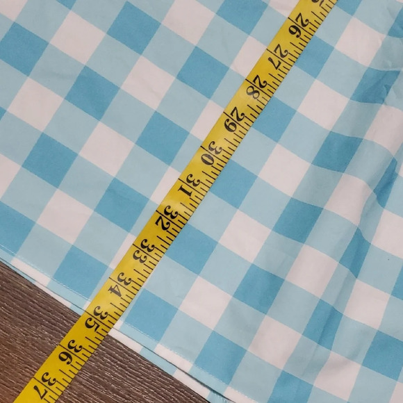 Ming Wang Tan Blue and White Checkered A-Line Pockets Midi Skirt - Picture 3 of 10